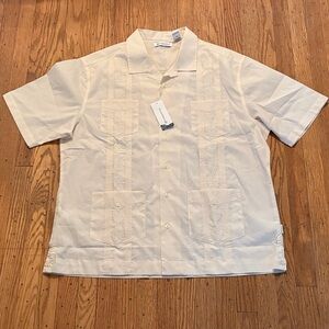 NWT Cubavera Short Sleeve Shirt Cream Mens XL